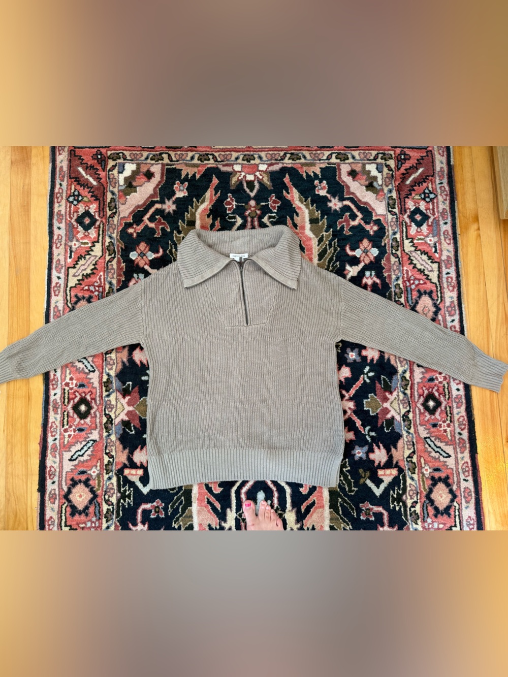Maternity Rib Knit Shawl Collar Sweater - Taupe